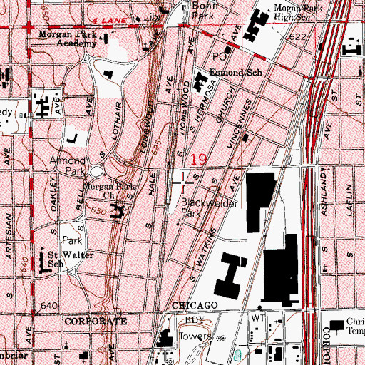 Topographic Map of Blackwelder Park, IL