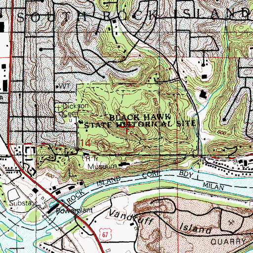 Topographic Map of Black Hawk State Historical Site, IL