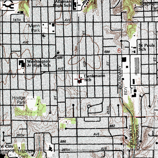 Topographic Map of Denkmann Elementary School, IL