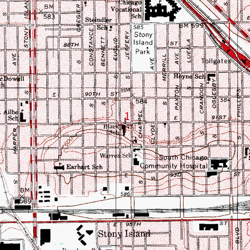 Topographic Map of Black School, IL