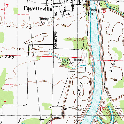 Topographic Map of Trinity Fayetteville Cemetery, IL