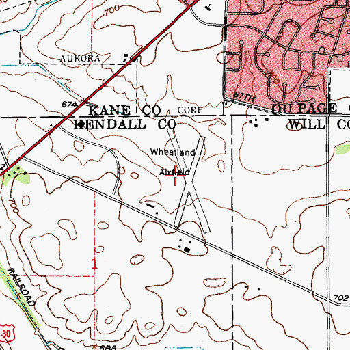 Topographic Map of Wheatland Field (historical), IL