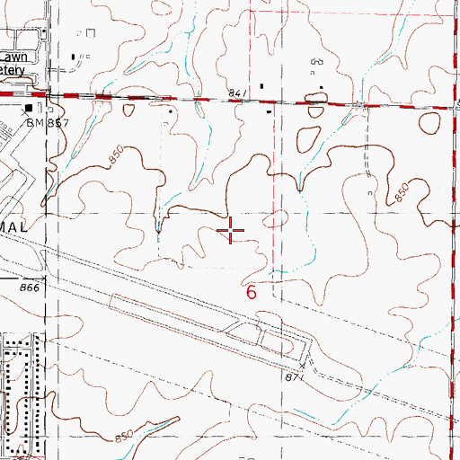 Topographic Map of Central Illinois Regional Airport at Bloomington-Normal, IL