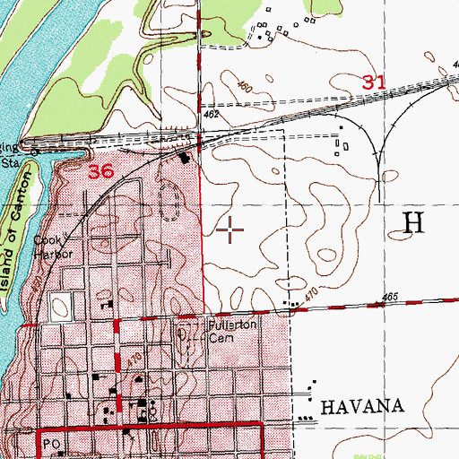 Topographic Map of Mason District Hospital Heliport, IL