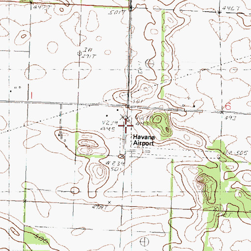 Topographic Map of Larry Barrett RLA Airport (historical), IL