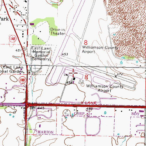 Topographic Map of Williamson County Regional Airport, IL