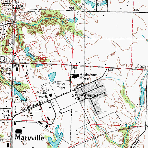 Topographic Map of Anderson Hospital Heliport, IL