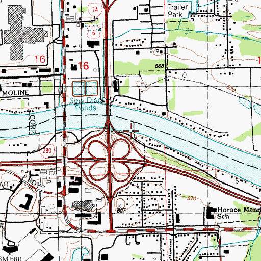Topographic Map of Quad-City Seaplane Base, IL