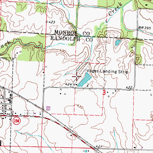 Topographic Map of Voges Airstrip (historical), IL