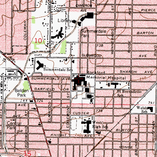 Topographic Map of Rockford Memorial Hospital Heliport, IL