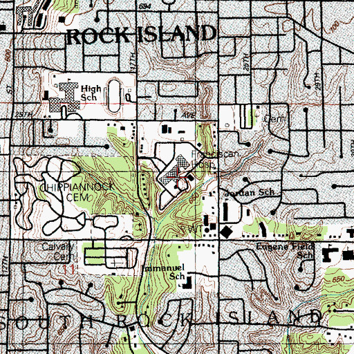 Topographic Map of Franciscan Heliport, IL