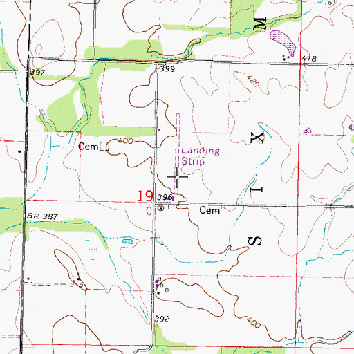 Topographic Map of Adams Private Airport, IL