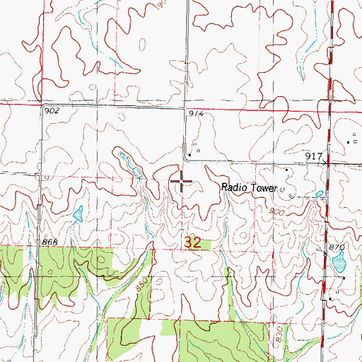 Topographic Map of WRXZ-FM (Le Roy), IL
