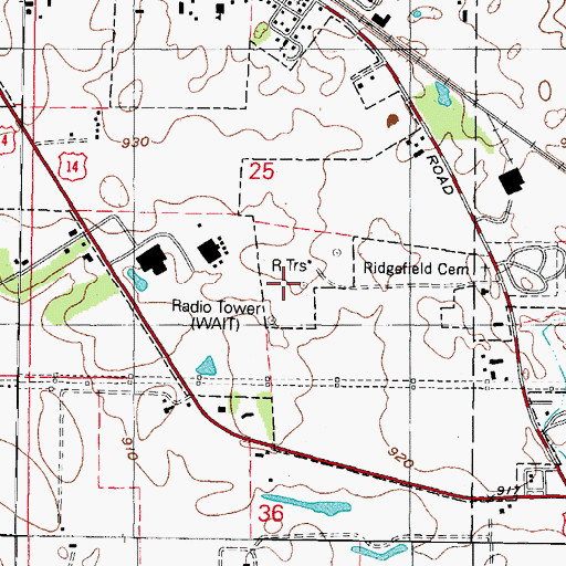 Topographic Map of WAIT-FM (Woodstock), IL
