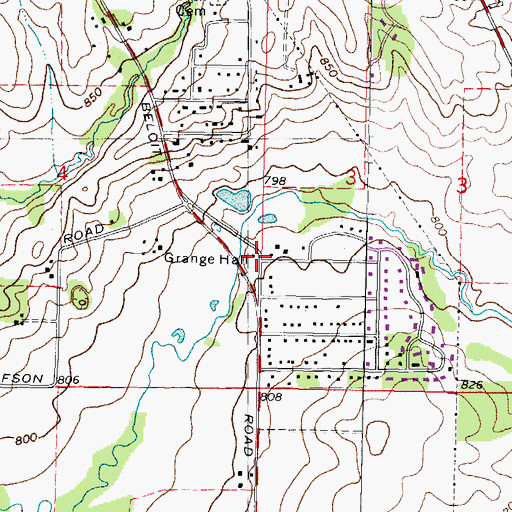 Topographic Map of Grange Hall, IL