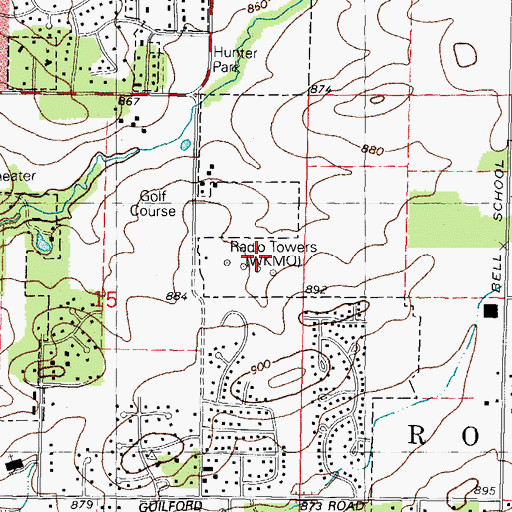 Topographic Map of WKKN-AM (Rockford), IL