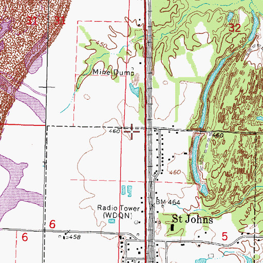 Topographic Map of WDQN-FM (Duquoin), IL