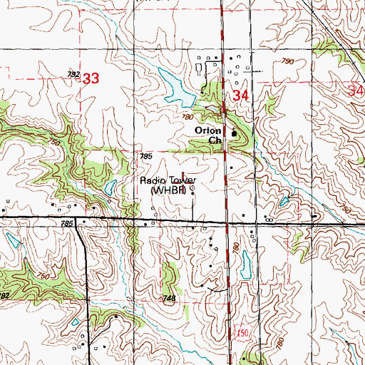 Topographic Map of WPXR-FM (Rock Island), IL