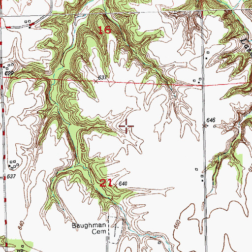 Topographic Map of Township of Cass, IL