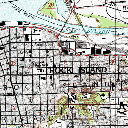 Topographic Map of Township of Rock Island, IL