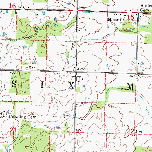Topographic Map of Township of Six Mile, IL