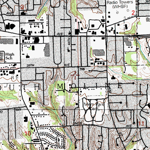 Topographic Map of Township of South Moline, IL