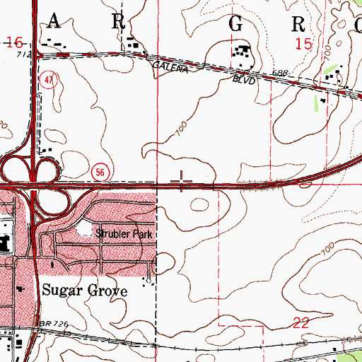 Topographic Map of Township of Sugar Grove, IL
