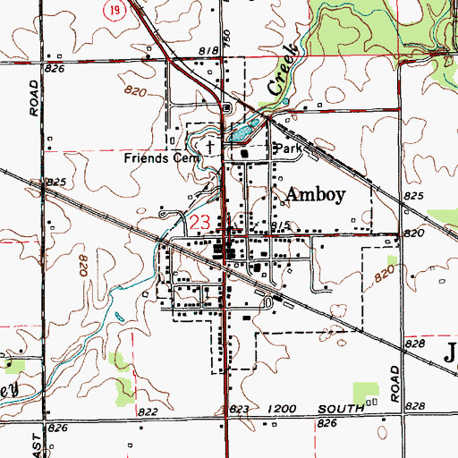 Topographic Map of Amboy, IN