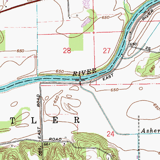 Topographic Map of Asher Branch, IN