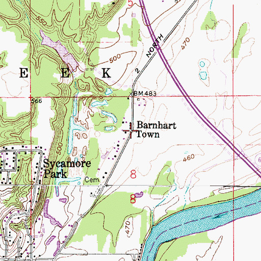 Topographic Map of Barnhart Town, IN