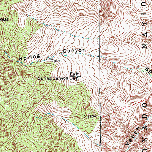 Topographic Map of East Spring Canyon Dam, AZ