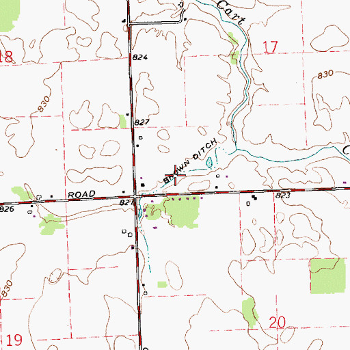 Topographic Map of Brown Ditch, IN