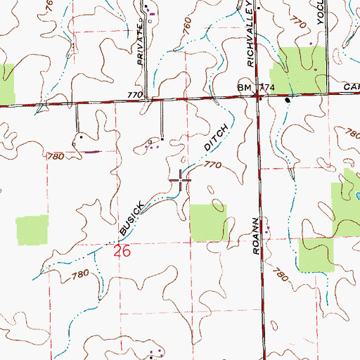 Topographic Map of Busick Ditch, IN