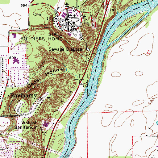 Topographic Map of Cedar Hollow, IN