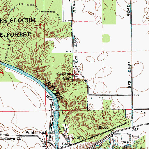 Topographic Map of Clayton Cemetery, IN