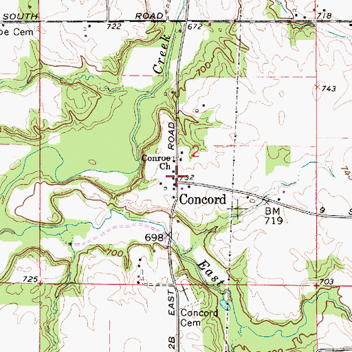 Topographic Map of Concord, IN