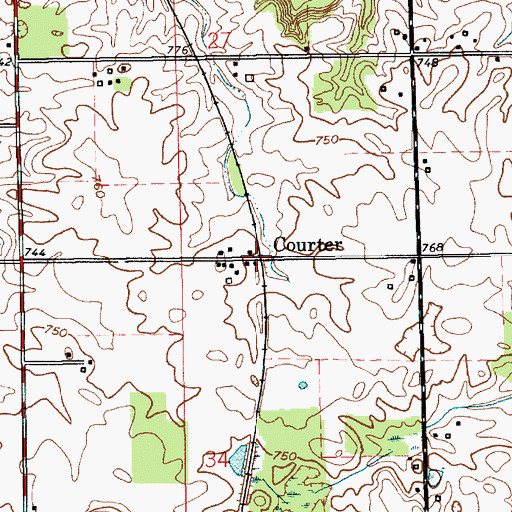 Topographic Map of Courter, IN