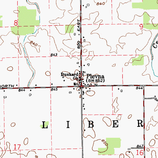 Topographic Map of Dunkard Church, IN
