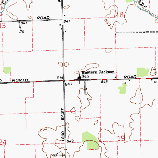 Topographic Map of Eastern Jackson School, IN