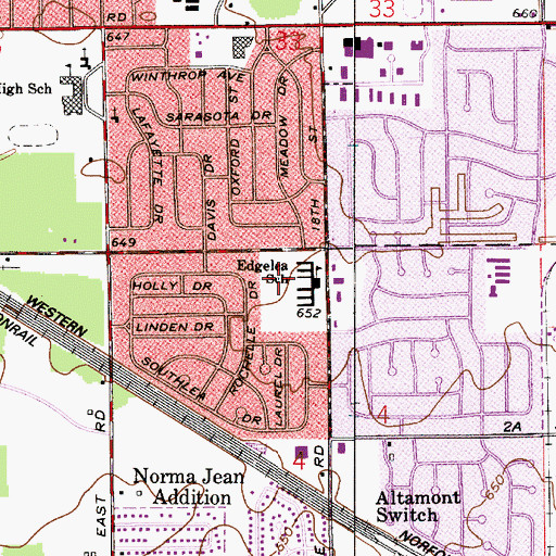Topographic Map of Edgelea Elementary School, IN