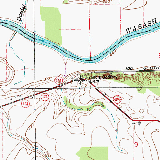 Topographic Map of Francis Godfroy Cemetery, IN