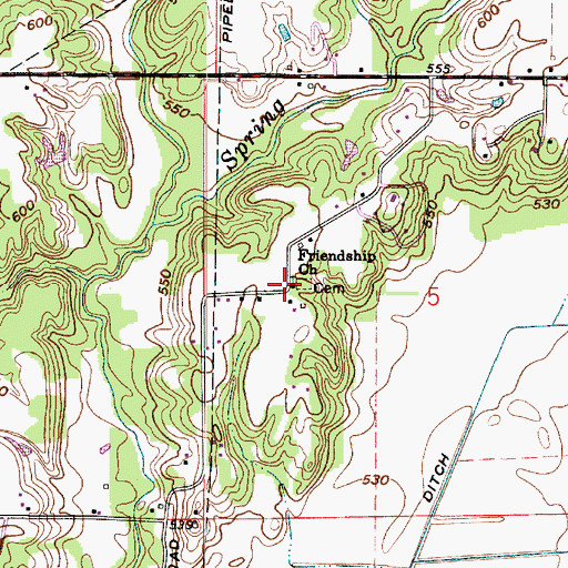 Topographic Map of Friendship Church, IN