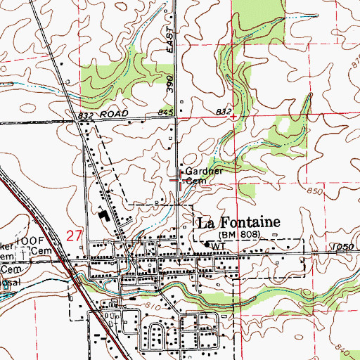 Topographic Map of Gardner Cemetery, IN