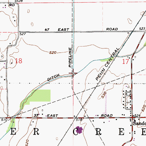 Topographic Map of Gundy Ditch, IN