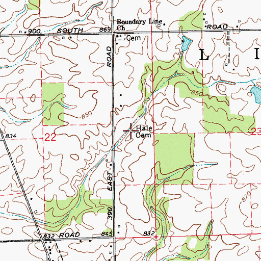 Topographic Map of Hale Cemetery, IN