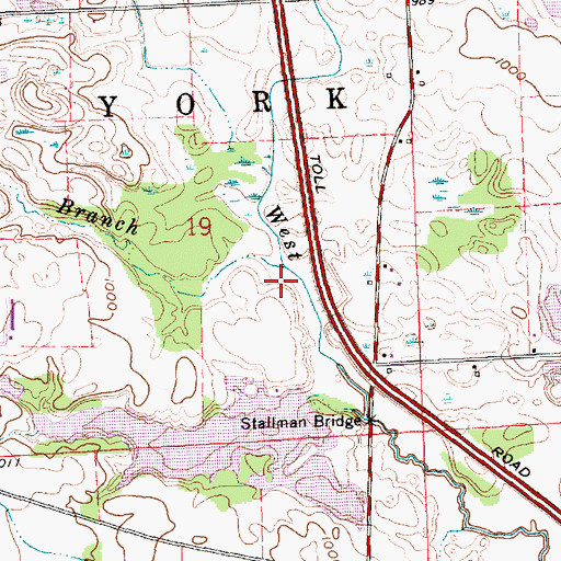 Topographic Map of Hanselman Branch, IN