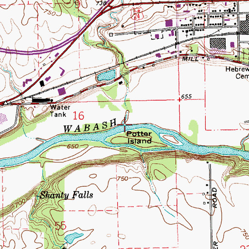 Topographic Map of Helm Creek, IN