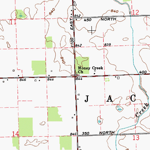 Topographic Map of Honey Creek Church, IN