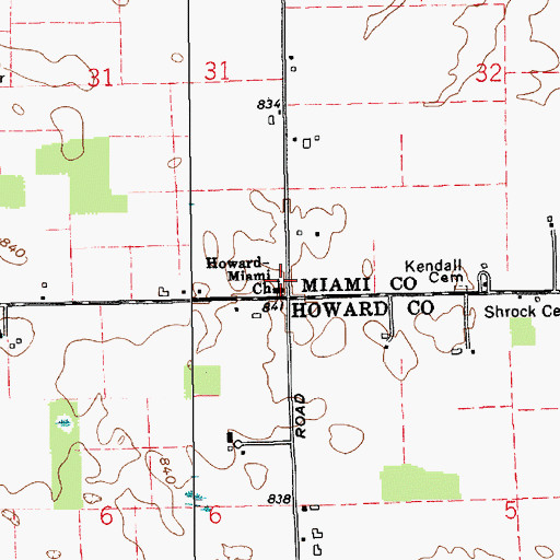 Topographic Map of Howard Miami Church, IN