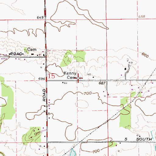 Topographic Map of Kenny Cemetery, IN